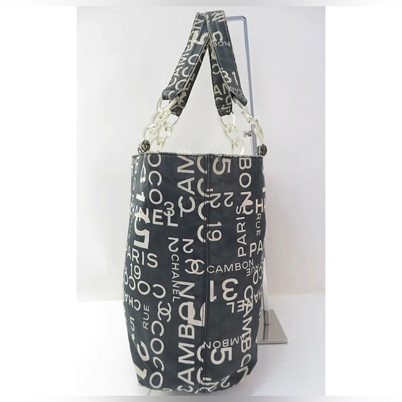 Auth Rare 🦄 CHANEL Black 31 Coco Rue Cambon Canvas Shoulder Tote Bag - Picture 3 of 12